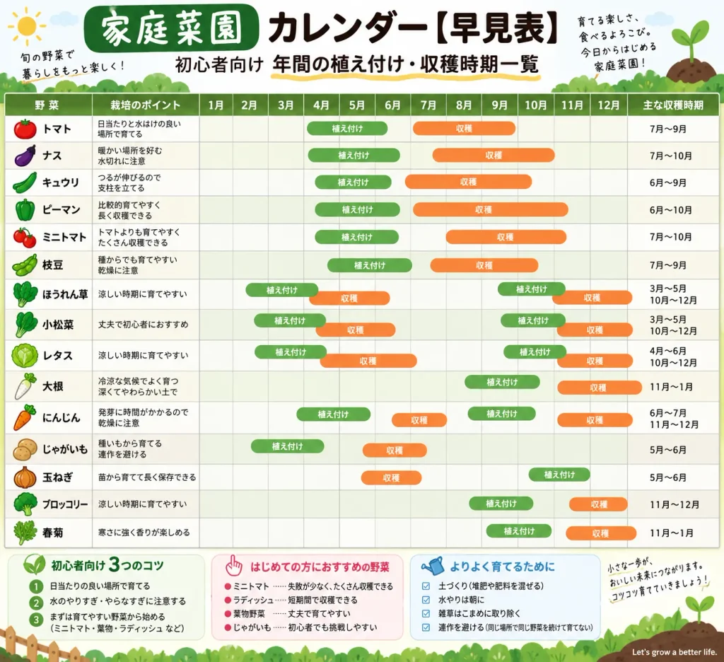 家庭菜園早見表
