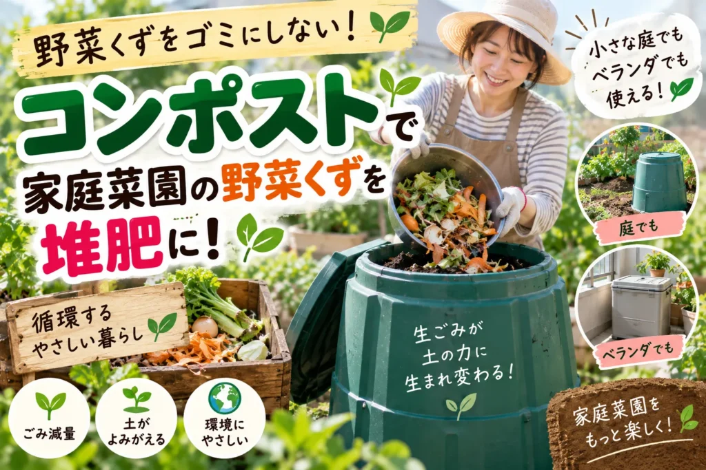 「コンポスト」で家庭菜園の野菜くずを堆肥に!狭い庭やベランダ菜園にもおすすめ