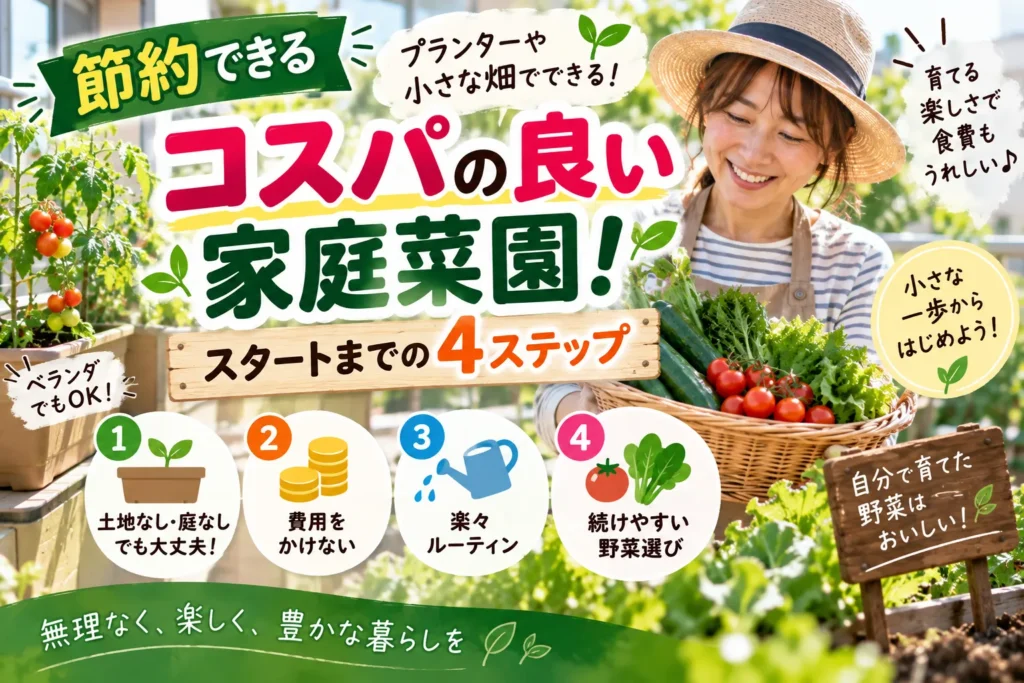 節約できるコスパの良い家庭菜園!プランターや小さな畑で始める4ステップ