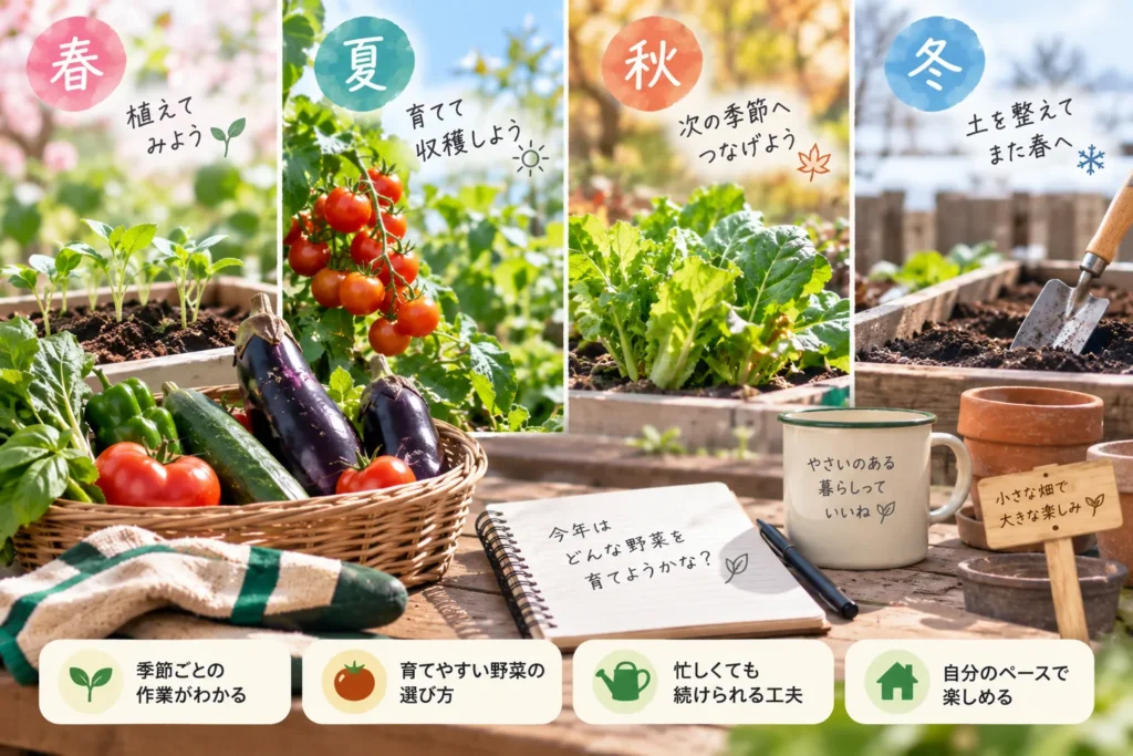 家庭菜園を1年間続けるコツ|挫折しないための年間計画の考え方