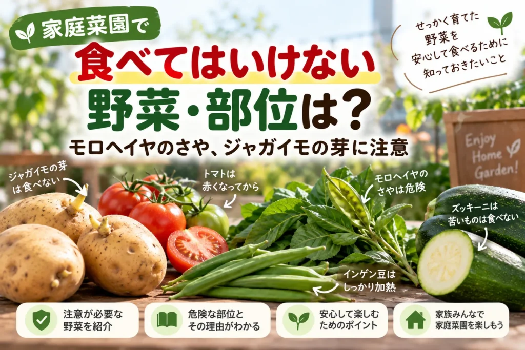 家庭菜園で食べてはいけない野菜・部位は?モロヘイヤのさや、ジャガイモの芽に注意